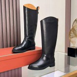 Женские кожаные сапоги Loro Piana premium - Black