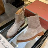 Женские замшевые сапоги Loro Piana premium - Grey