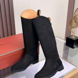 Женские замшевые сапоги Loro Piana premium - Black