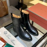 Женские кожаные сапоги Loro Piana premium - Black