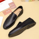 Мужские кожаные лоферы Loro Piana Summer Walk - Black