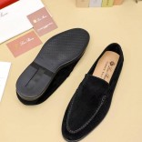 Мужские замшевые лоферы Loro Piana Summer Walk - Black