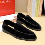 Мужские замшевые лоферы Loro Piana Summer Walk - Black