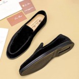 Мужские замшевые лоферы Loro Piana Summer Walk - Black