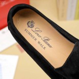 Мужские замшевые лоферы Loro Piana Summer Walk - Black