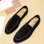 Мужские замшевые лоферы Loro Piana Summer Walk - Black