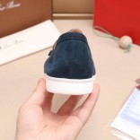 Мужские замшевые лоферы Loro Piana Summer Walk - Blue