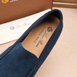 Мужские замшевые лоферы Loro Piana Summer Walk - Blue