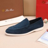 Мужские замшевые лоферы Loro Piana Summer Walk - Blue