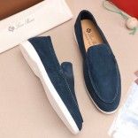Мужские замшевые лоферы Loro Piana Summer Walk - Blue
