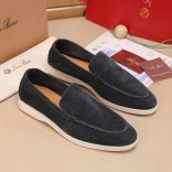 Мужские замшевые лоферы Loro Piana Summer Walk - Grey