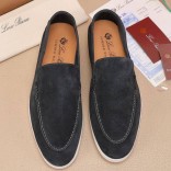 Мужские замшевые лоферы Loro Piana Summer Walk - Grey
