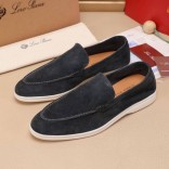 Мужские замшевые лоферы Loro Piana Summer Walk - Grey