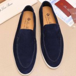 Мужские замшевые лоферы Loro Piana Summer Walk - Navy