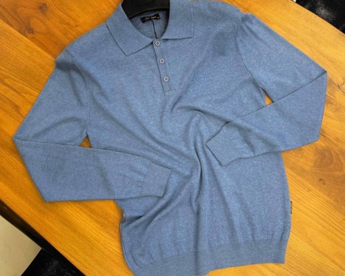 Поло с длинным рукавом Loro Piana голубого цвета