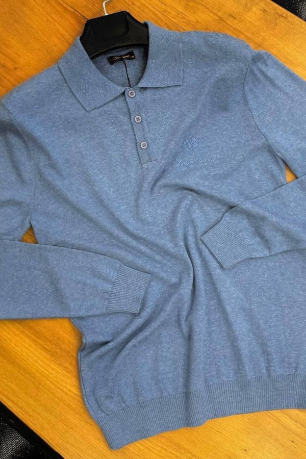 Поло с длинным рукавом Loro Piana голубого цвета