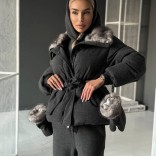 Темно-серый женский костюм тройка на флисе Loro Piana