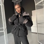 Темно-серый женский костюм тройка на флисе Loro Piana