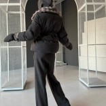 Темно-серый женский костюм тройка на флисе Loro Piana