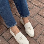 Женские замшевые лоферы Loro Piana Open Walk - Beige