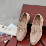 Женские замшевые лоферы Loro Piana Open Walk - Brown