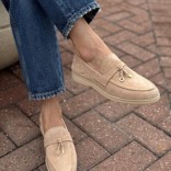 Женские замшевые лоферы Loro Piana Open Walk - Brown