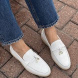 Женские замшевые лоферы Loro Piana Open Walk - White