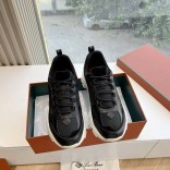 Женские кожаные кроссовки Loro Piana Premium - Black