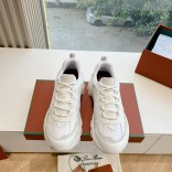 Женские кожаные кроссовки Loro Piana Premium - White