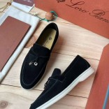 Женские замшевые лоферы Loro Piana Open Walk Premium - Black