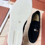 Женские замшевые лоферы Loro Piana Open Walk Premium - Black