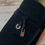 Женские замшевые лоферы Loro Piana Open Walk Premium - Black