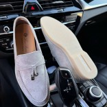 Женские замшевые лоферы Loro Piana Open Walk - Grey