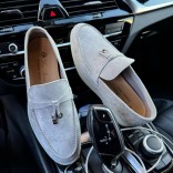 Женские замшевые лоферы Loro Piana Open Walk - Grey