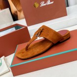 Женские замшевые шлёпанцы Loro Piana Premium - Brown