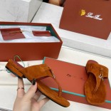 Женские замшевые шлёпанцы Loro Piana Premium - Brown