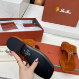 Женские замшевые шлёпанцы Loro Piana Premium - Brown