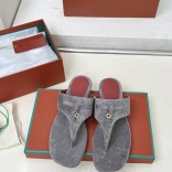 Женские замшевые шлёпанцы Loro Piana Premium - Grey