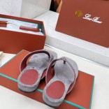 Женские замшевые шлёпанцы Loro Piana Premium - Grey