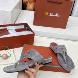 Женские замшевые шлёпанцы Loro Piana Premium - Grey