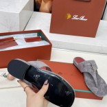 Женские замшевые шлёпанцы Loro Piana Premium - Grey