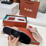 Женские замшевые шлёпанцы Loro Piana Premium - Pink