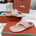 Женские замшевые шлёпанцы Loro Piana Premium - Pink