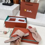 Женские замшевые шлёпанцы Loro Piana Premium - Pink