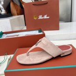 Женские замшевые шлёпанцы Loro Piana Premium - Pink