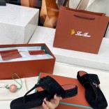 Женские замшевые шлёпанцы Loro Piana Premium - Black