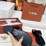 Женские замшевые шлёпанцы Loro Piana Premium - Black