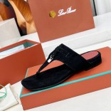 Женские замшевые шлёпанцы Loro Piana Premium - Black