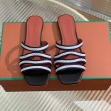 Женские кожаные шлёпанцы Loro Piana Premium