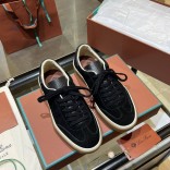 Женские замшевые кроссовки Loro Piana Premium - Black